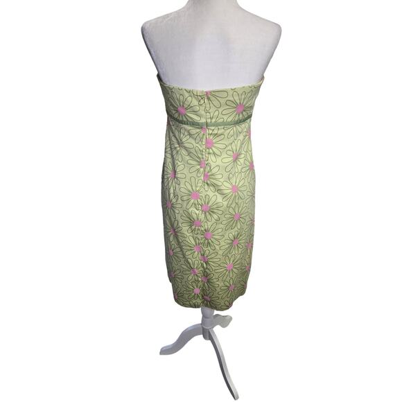 Jillian Jones Y2K Strapless Dress Pink & green Daisy size 8 - Picture 3 of 4